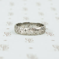 Leaves and Flowers a Vintage Platinum and Diamond Band
