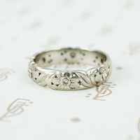 Leaves and Flowers a Vintage Platinum and Diamond Band