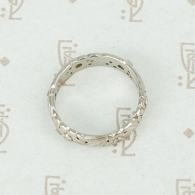 Leaves and Flowers a Vintage Platinum and Diamond Band