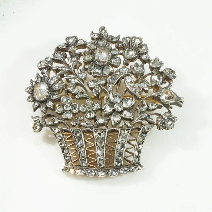 French Rose Cut Diamond Flower Basket
