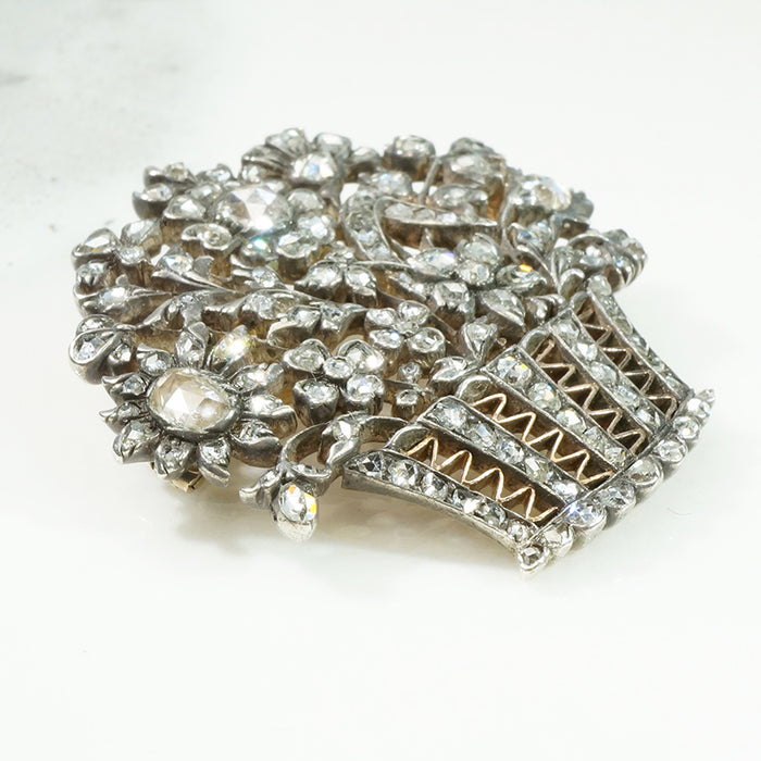 French Rose Cut Diamond Flower Basket