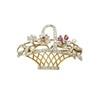 Exceptional Platinum and 18k Gold Flower Basket with Rose Cut Diamonds