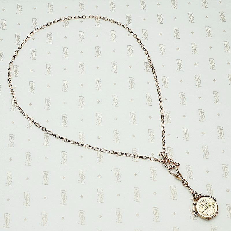 Green and Rose Gold Flower Basket Locket 