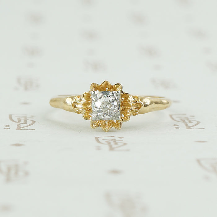 yellow gold flower diamond ring 