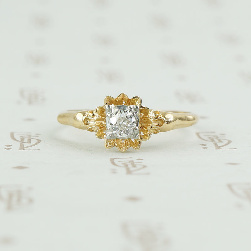 yellow gold flower diamond ring 