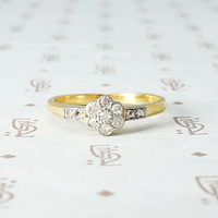 Deco Diamond Daisy Ring in Platinum and 18k
