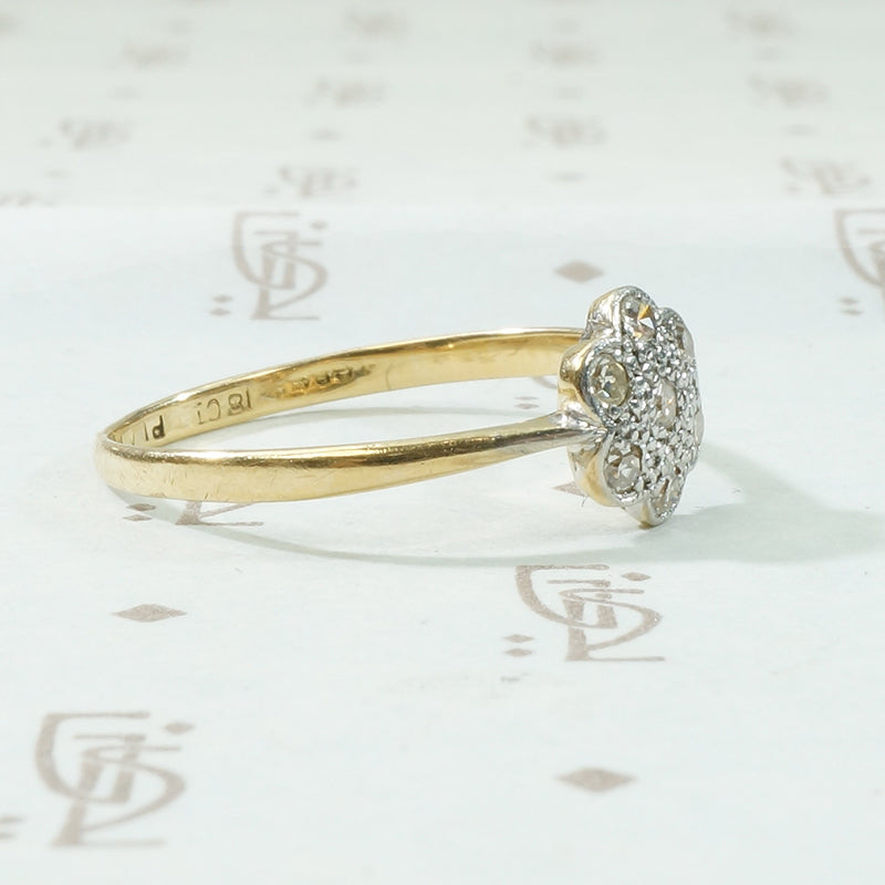 Petite Diamond Flower Ring Platinum on 18k