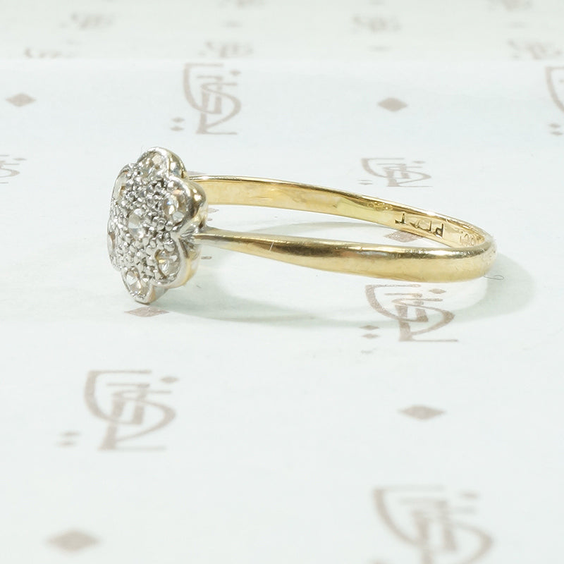 Petite Diamond Flower Ring Platinum on 18k