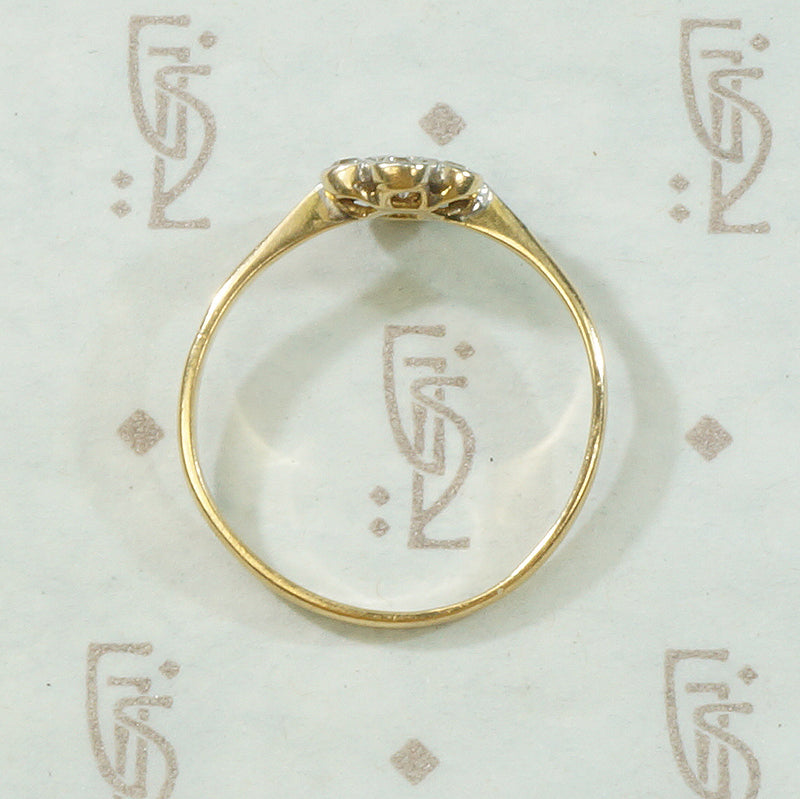 Petite Diamond Flower Ring Platinum on 18k