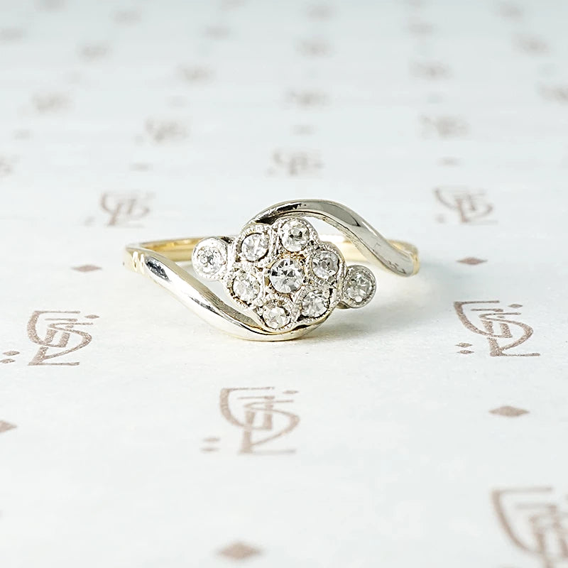 Swirling Romantic Diamond Cluster Ring