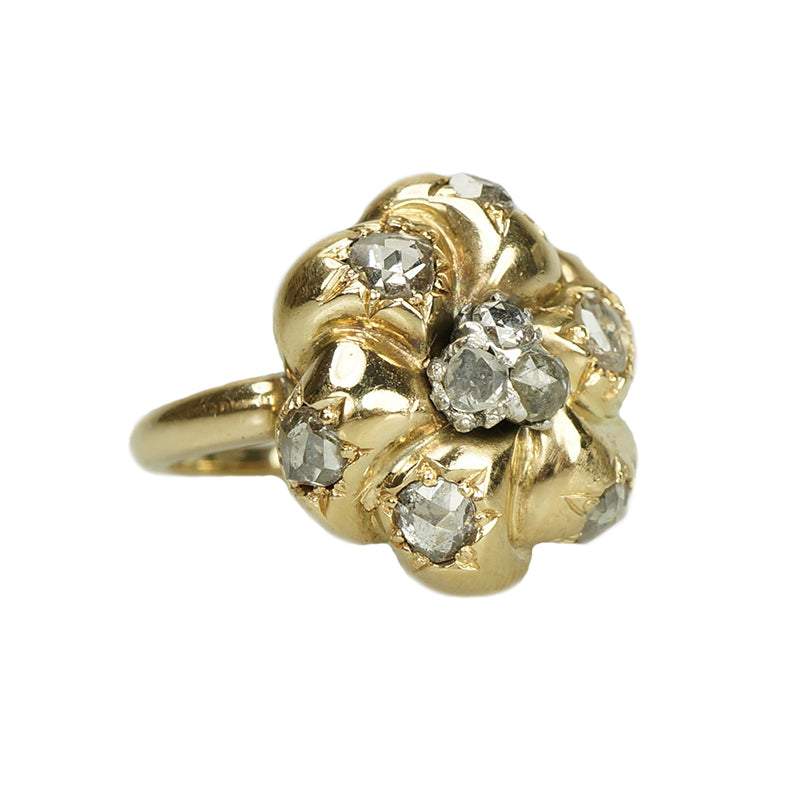 Rose Cut Diamond Studded Flower Ring