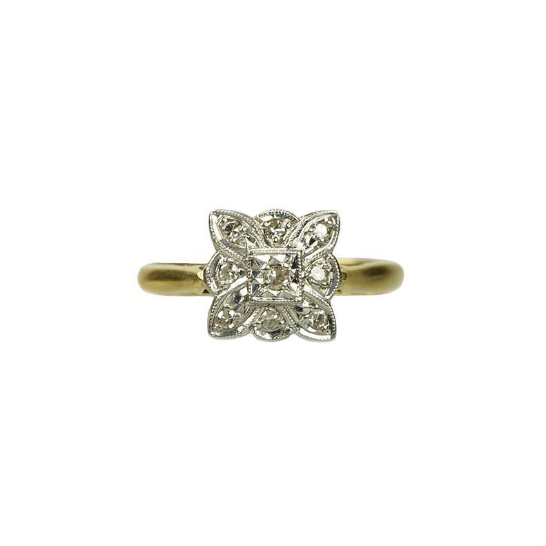 Vintage Platinum and Gold Diamond Ring