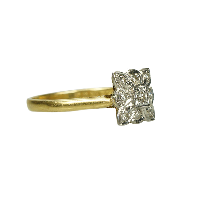 Vintage Platinum and Gold Diamond Ring