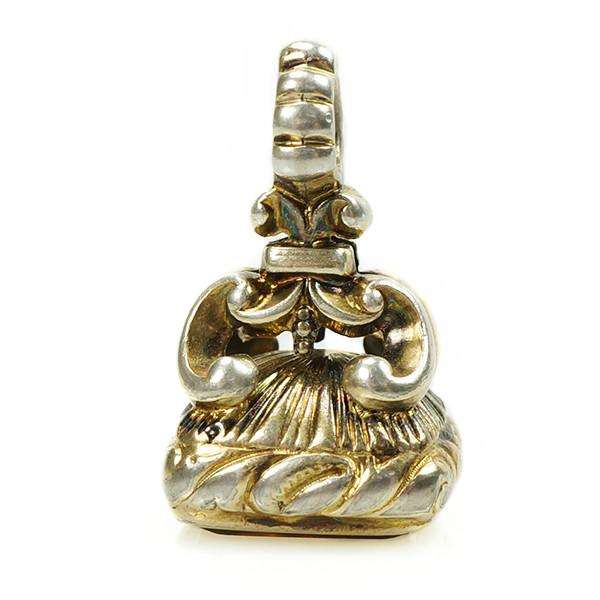 Silver Gilt Victorian Fob with Carved Citrine Armorial Shield