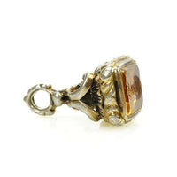 Silver Gilt Victorian Fob with Carved Citrine Armorial Shield
