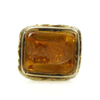 Silver Gilt Victorian Fob with Carved Citrine Armorial Shield