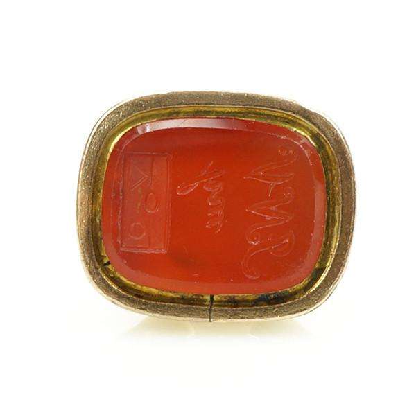 Victorian Fob Seal in Carnelian Carved with a sealed letter