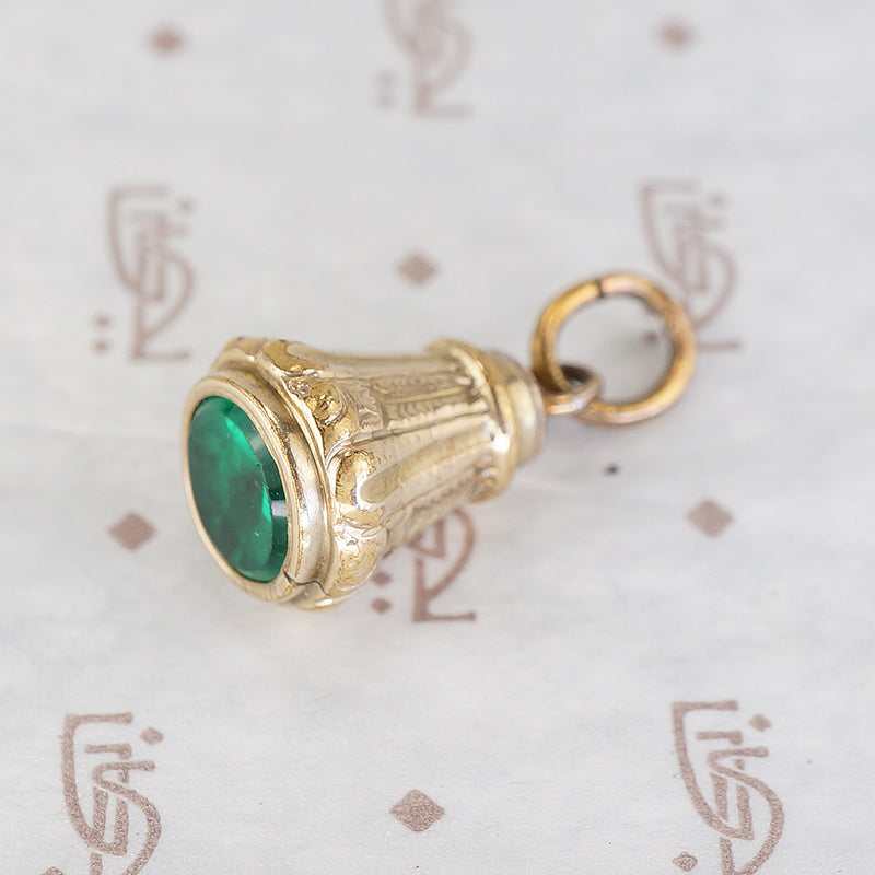 Emerald Green Glass 19th Century Fob