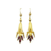 Long and Lovely Foiled Garnet Earrings Early 1800's