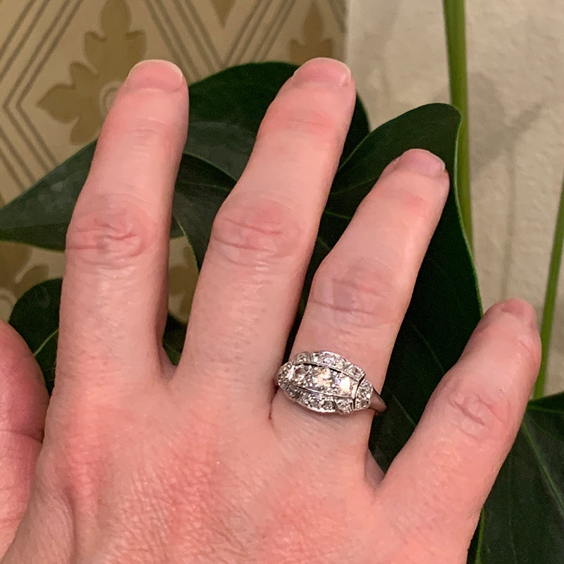 Art Deco Old European Cut Diamond Ring in Platinum