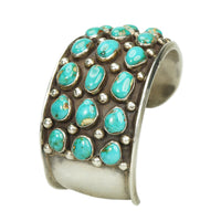 Impressive Fred Guerro Silver and Turquoise Cuff - Gem Set Love