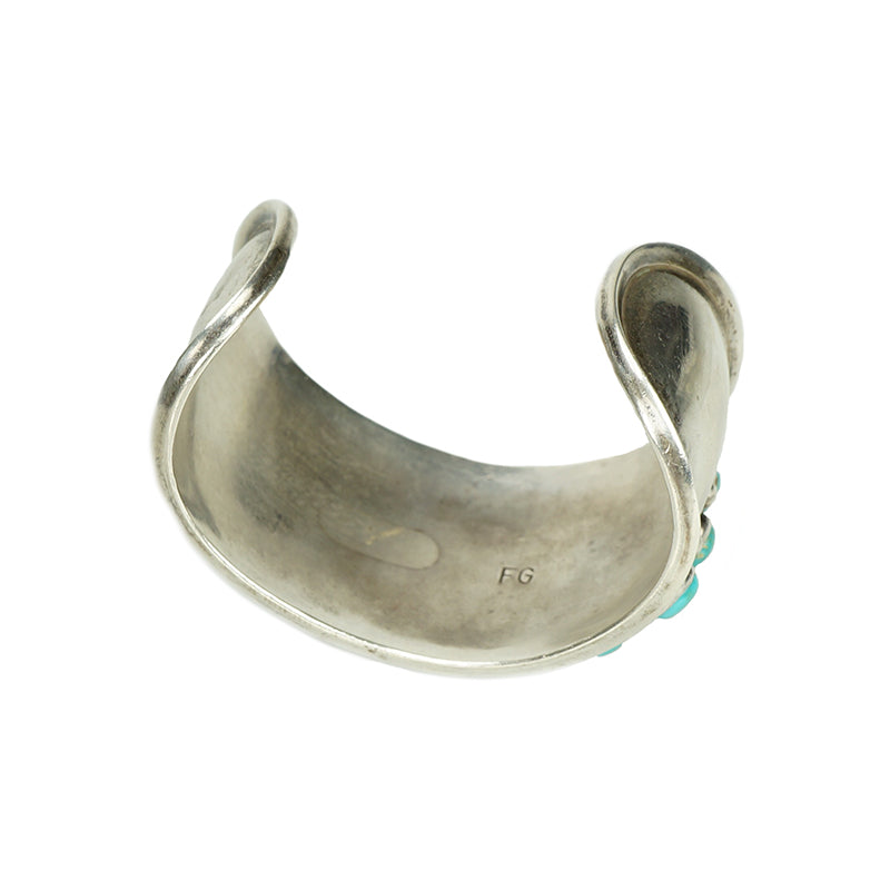Impressive Fred Guerro Silver and Turquoise Cuff - Gem Set Love