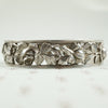 French Silver Hinged Bangle Roses and Iris c1900