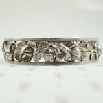 French Silver Hinged Bangle Roses and Iris c1900