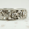 French Silver Hinged Bangle Roses and Iris c1900
