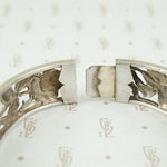 French Silver Hinged Bangle Roses and Iris c1900