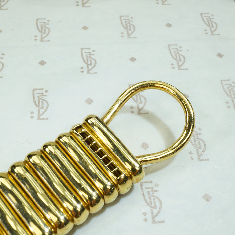 Magnificent 18k Gas Pipe Bracelet with Rubies and Diamonds