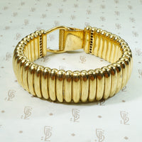 Magnificent 18k Gas Pipe Bracelet with Rubies and Diamonds