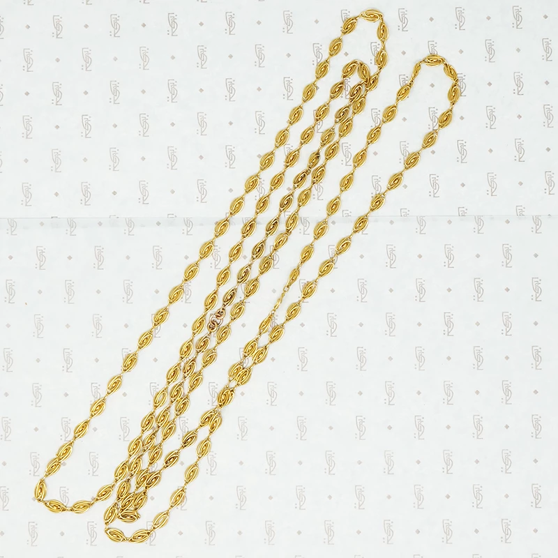 Extra Long Victorian French 18k Gold Chain