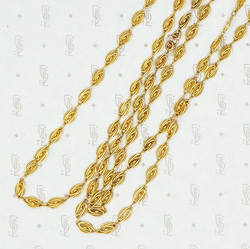 Extra Long Victorian French 18k Gold Chain