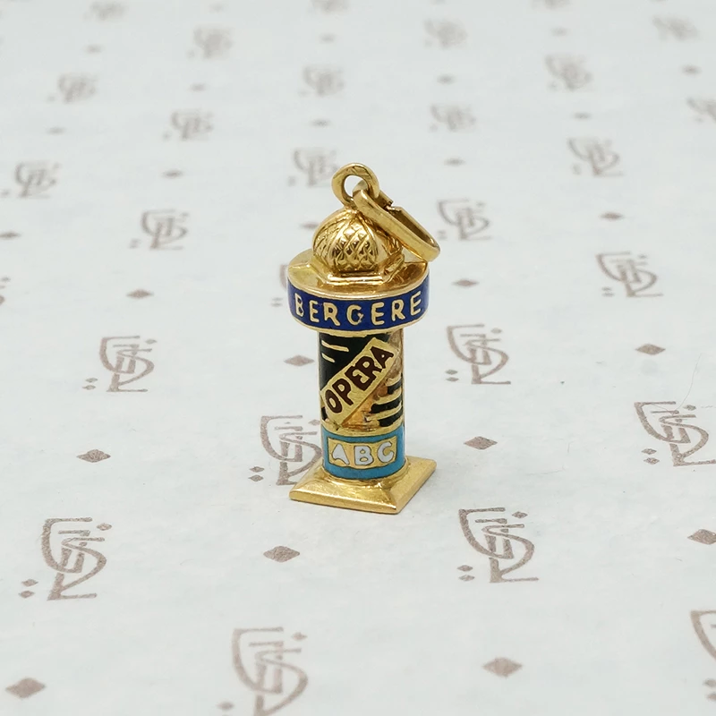 Folies Bergere 18k Gold Enamel Charm