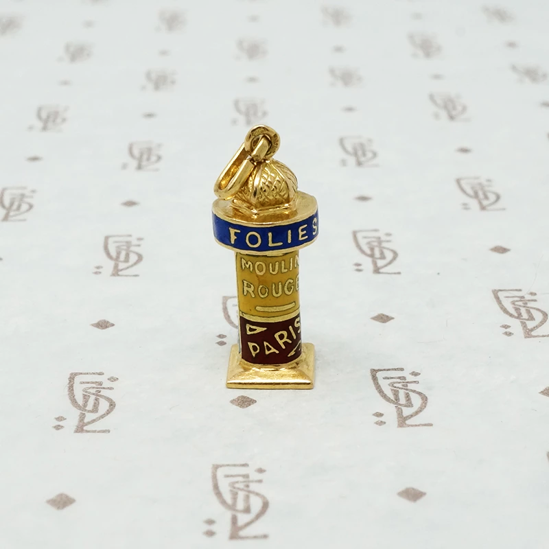 Folies Bergere 18k Gold Enamel Charm