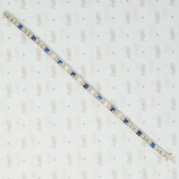 1920's white gold syn sapphire french cut and diamond band bracelet
