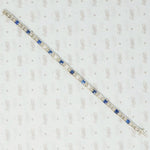 1920's white gold syn sapphire french cut and diamond band bracelet