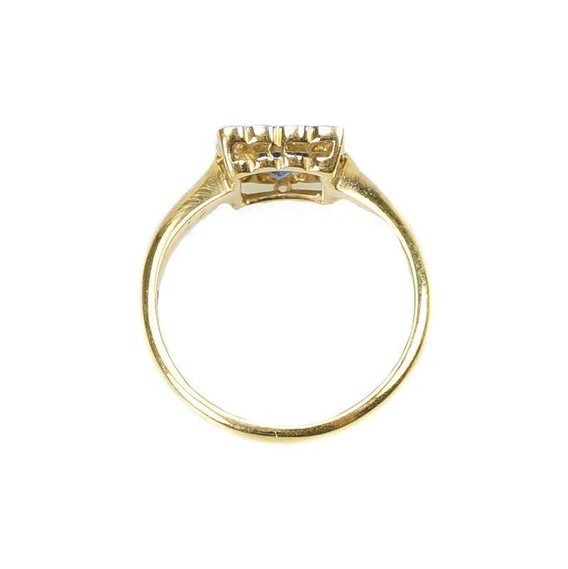 Vintage French Cut Blue Sapphire and Diamond Ring