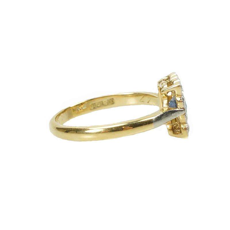 Vintage French Cut Blue Sapphire and Diamond Ring