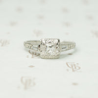 Deco Platinum Square Old Mine Cut Diamond