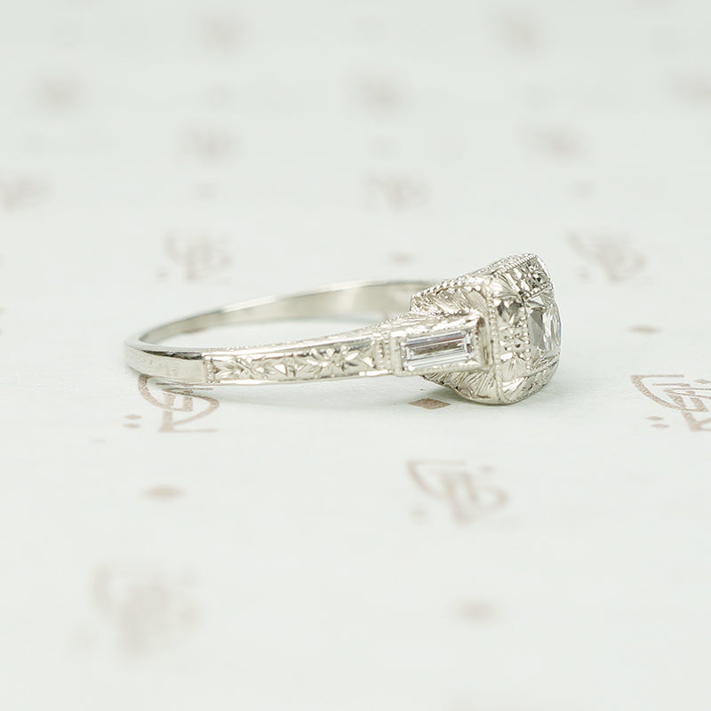 Deco Platinum Square Old Mine Cut Diamond