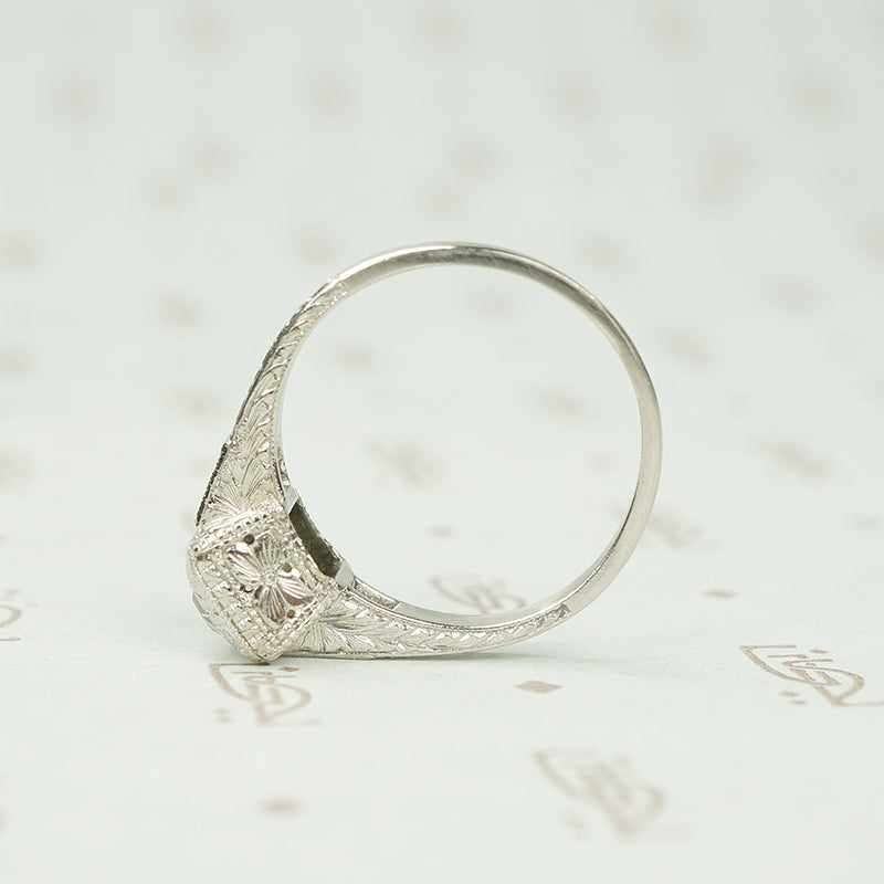 Deco Platinum Square Old Mine Cut Diamond