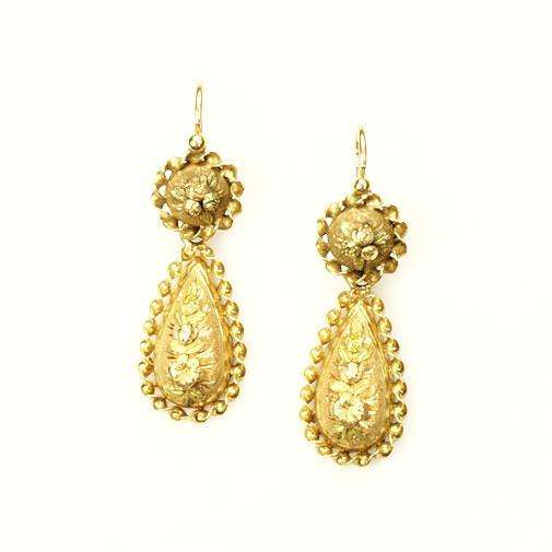 19th century Day & Night Earrings French Hallmarked 18k Gold
