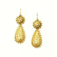19th century Day & Night Earrings French Hallmarked 18k Gold