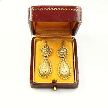 19th century Day & Night Earrings French Hallmarked 18k Gold