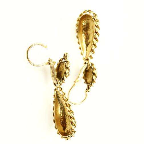 19th century Day & Night Earrings French Hallmarked 18k Gold