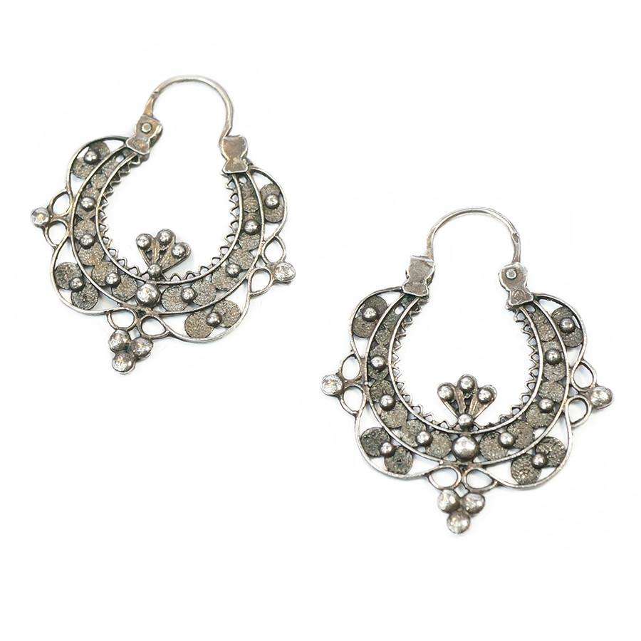 Lovely 19th Century French Silver Filigree Hoops