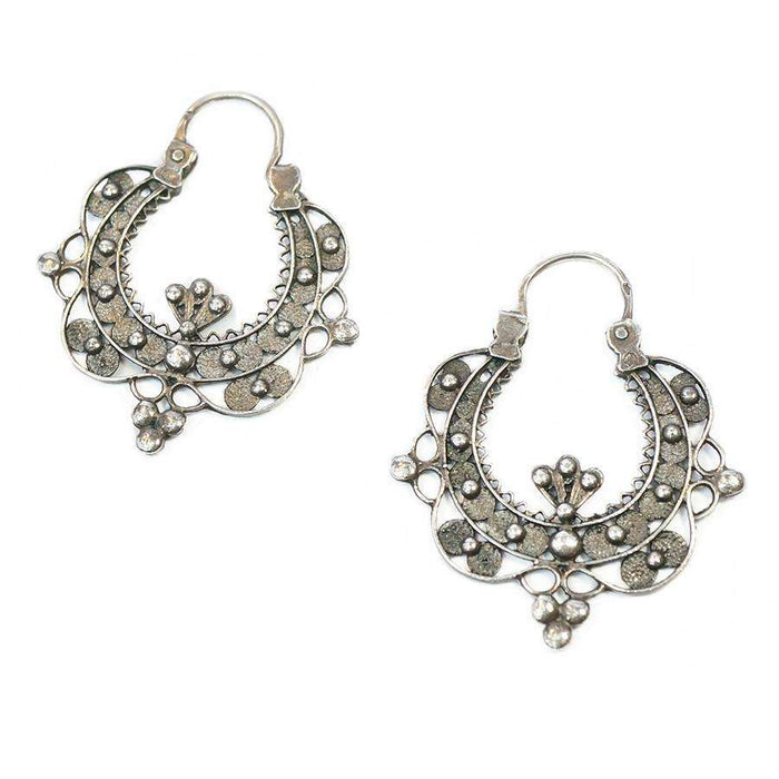 Lovely 19th Century French Silver Filigree Hoops