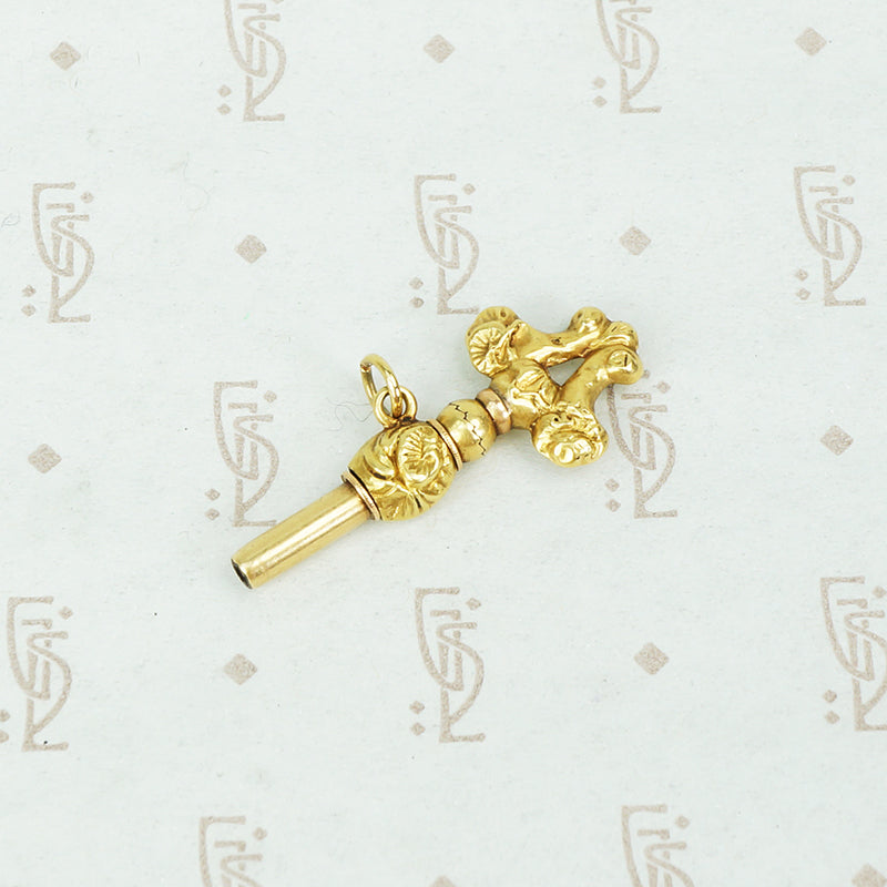 French 18k Repossé Watch Key